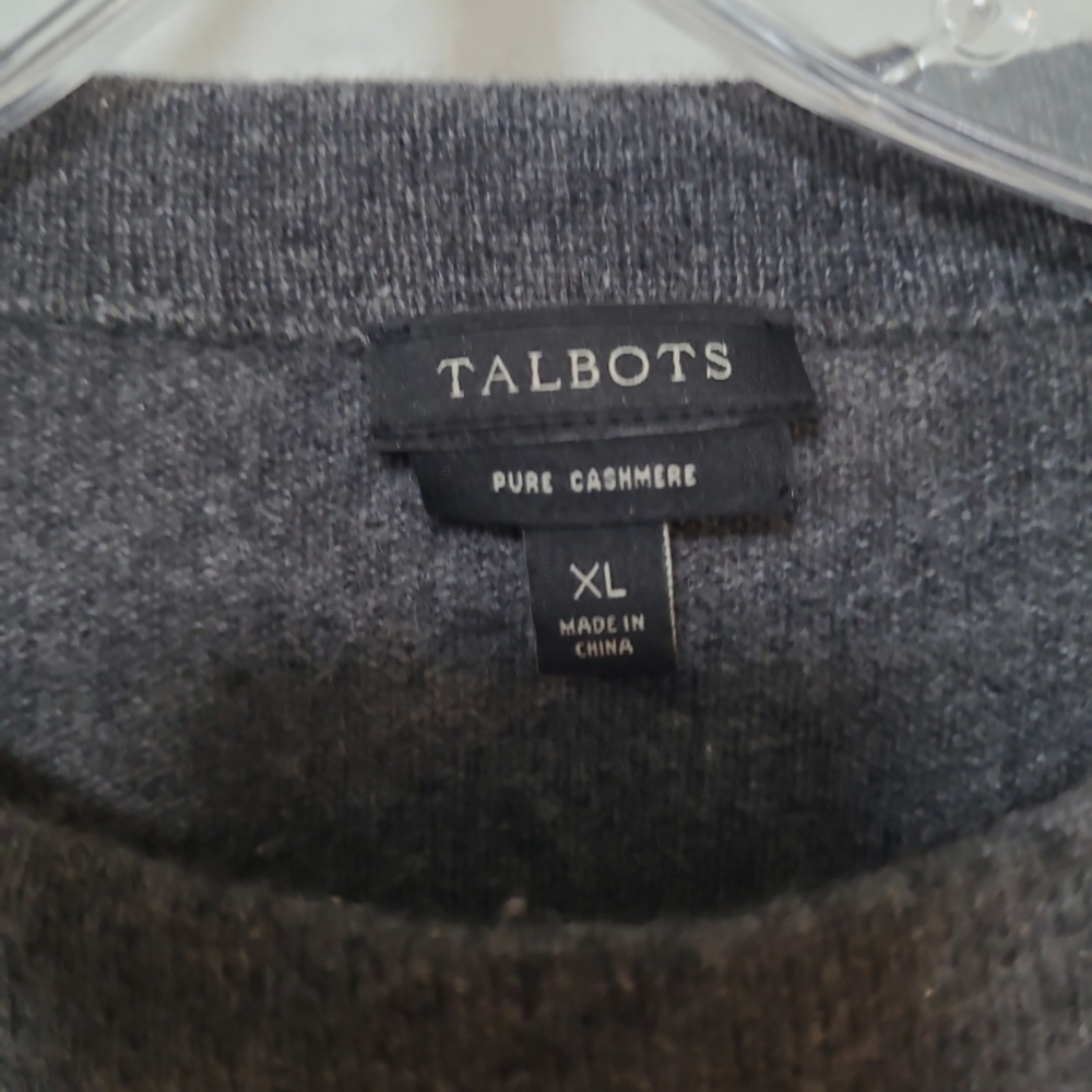 XL Talbots Dark Gray Crewneck Cashmere Sweater - Picture 2 of 4